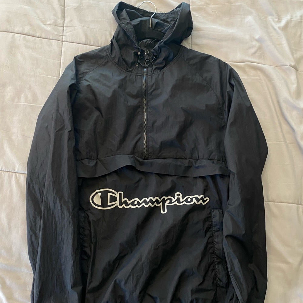 Champion Black Windbreaker High Collar Jacket
